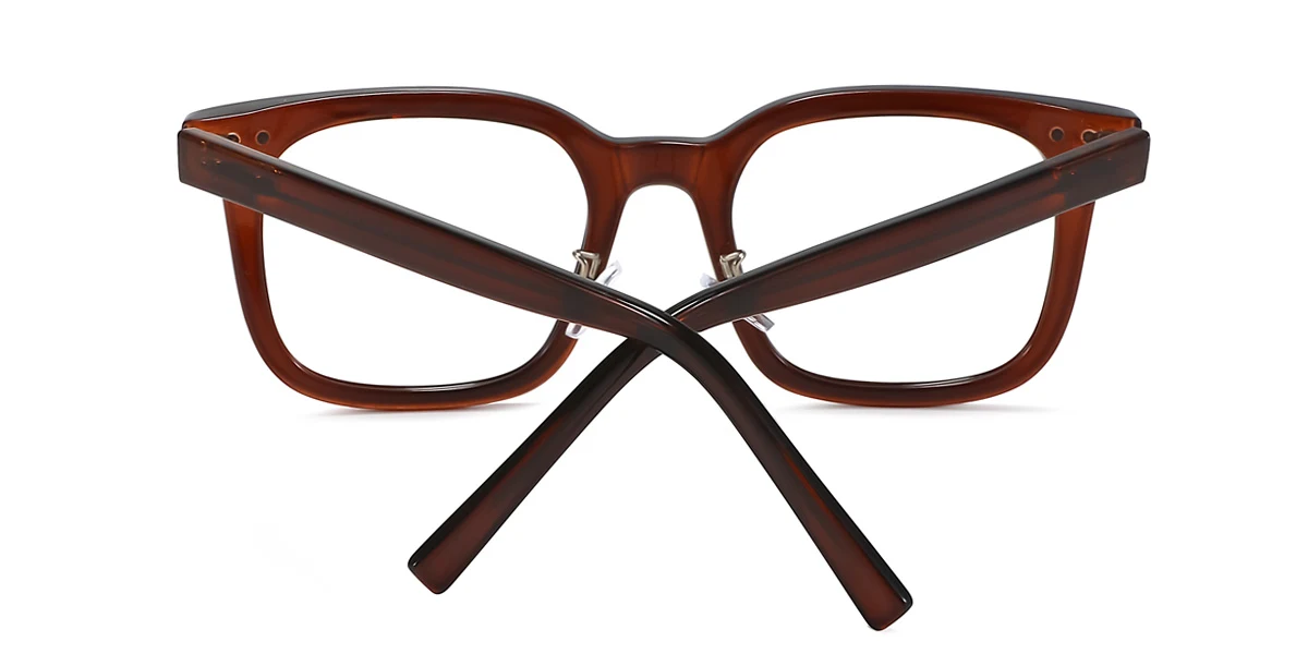 Brown Rectangle Simple Spring Hinges Eyeglasses | WhereLight