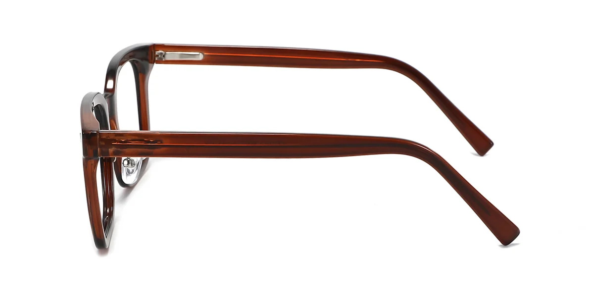 Brown Rectangle Simple Spring Hinges Eyeglasses | WhereLight