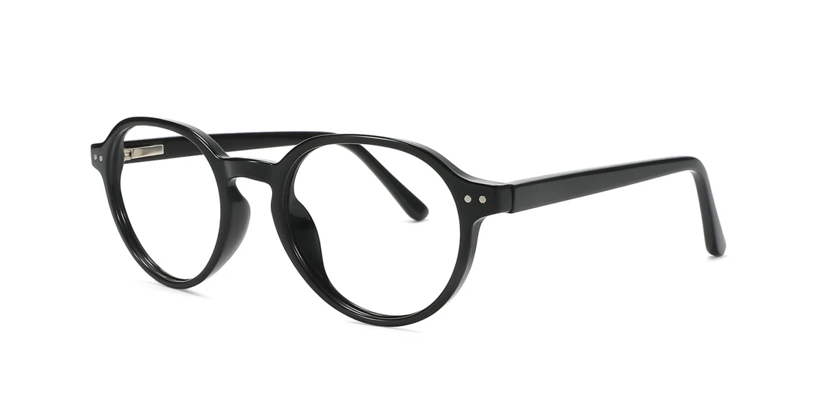 Black Oval Simple Spring Hinges Eyeglasses | WhereLight