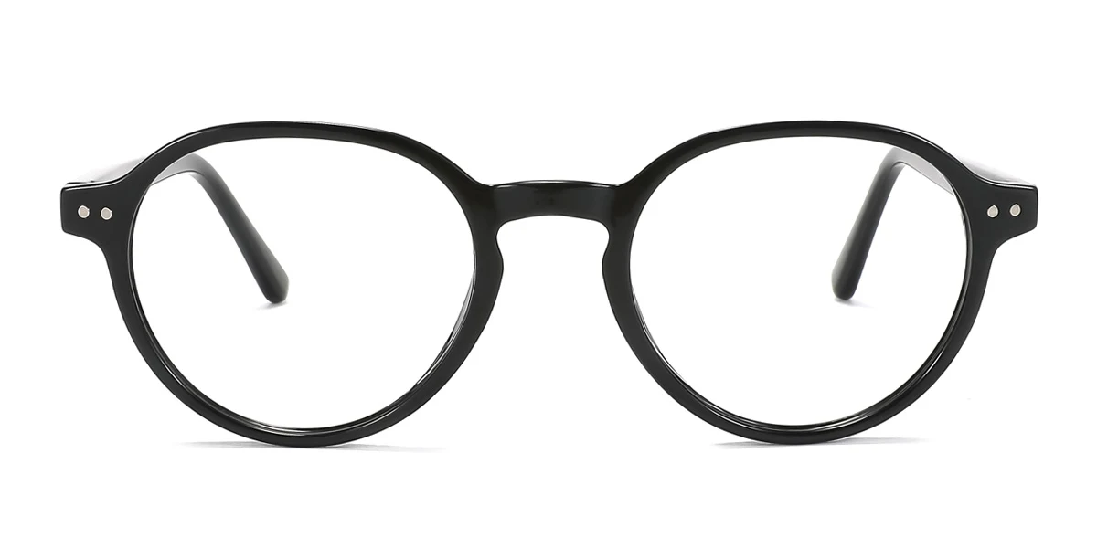 Black Oval Simple Spring Hinges Eyeglasses | WhereLight