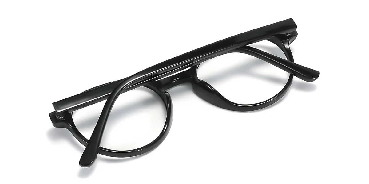 Black Oval Simple Spring Hinges Eyeglasses | WhereLight