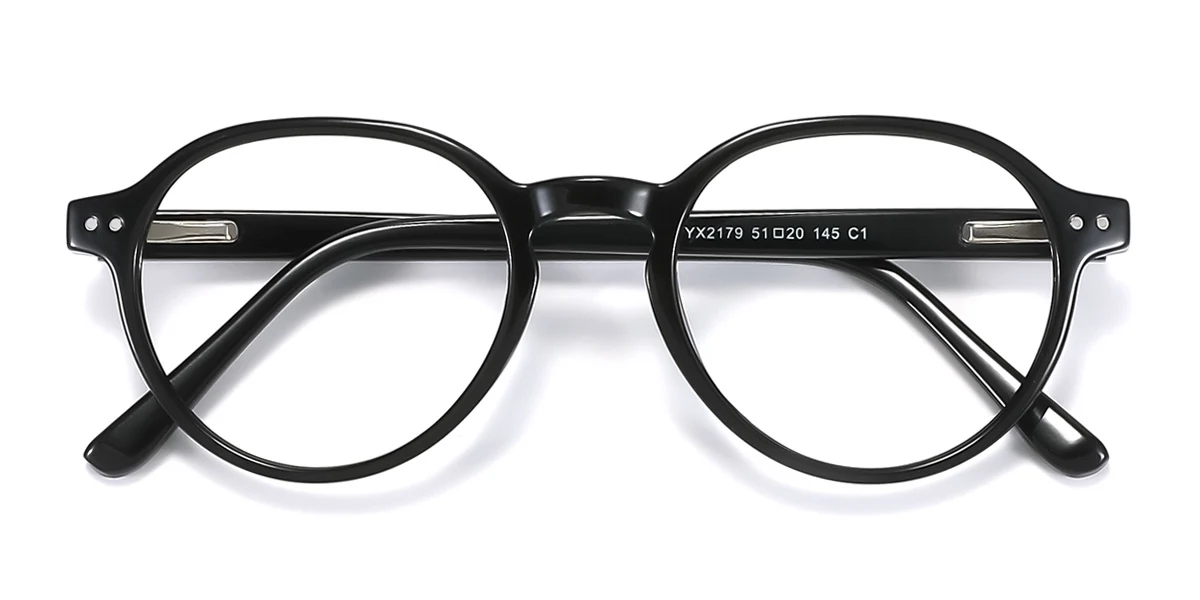 Black Oval Simple Spring Hinges Eyeglasses | WhereLight