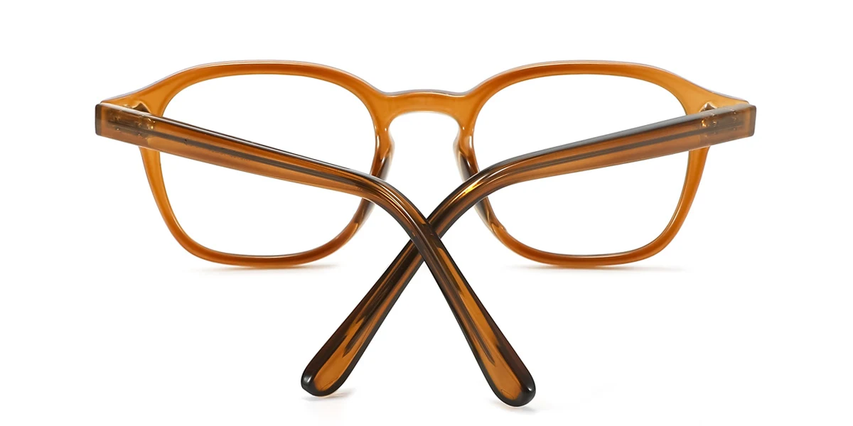 Brown Rectangle Simple Spring Hinges Eyeglasses | WhereLight