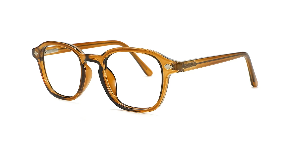 Brown Rectangle Simple Spring Hinges Eyeglasses | WhereLight