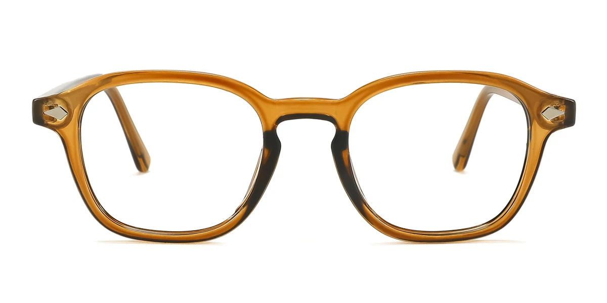 Brown Rectangle Simple Spring Hinges Eyeglasses | WhereLight