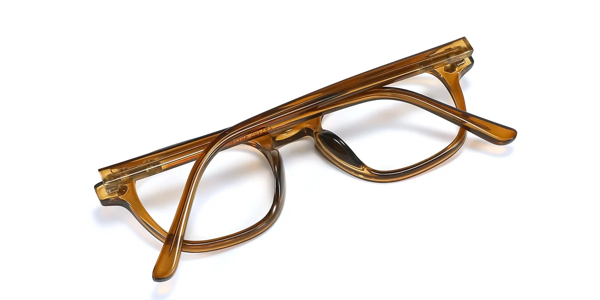 Brown Rectangle Simple Spring Hinges Eyeglasses | WhereLight