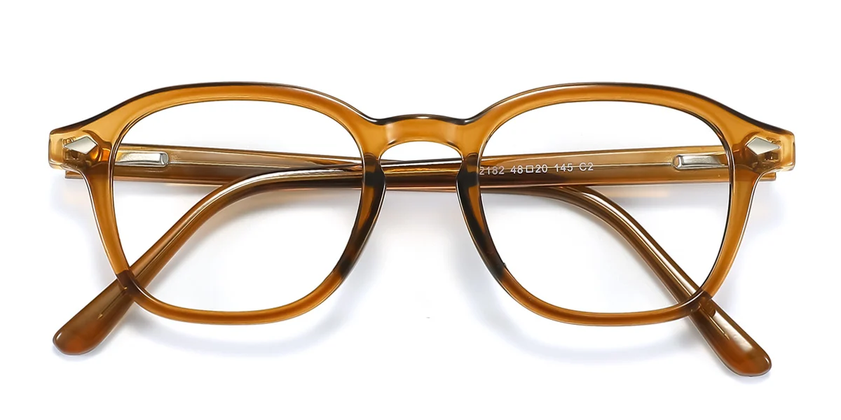 Brown Rectangle Simple Spring Hinges Eyeglasses | WhereLight