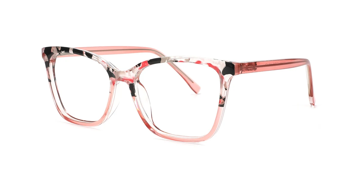 Pink Rectangle Simple Spring Hinges Eyeglasses | WhereLight