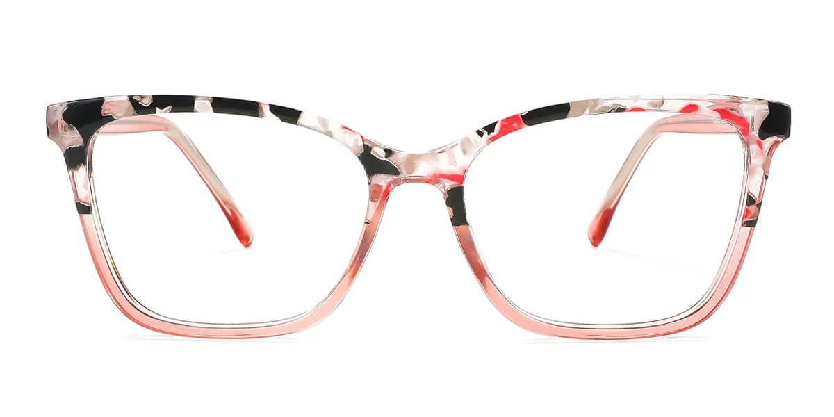 Pink Rectangle Simple Spring Hinges Eyeglasses | WhereLight