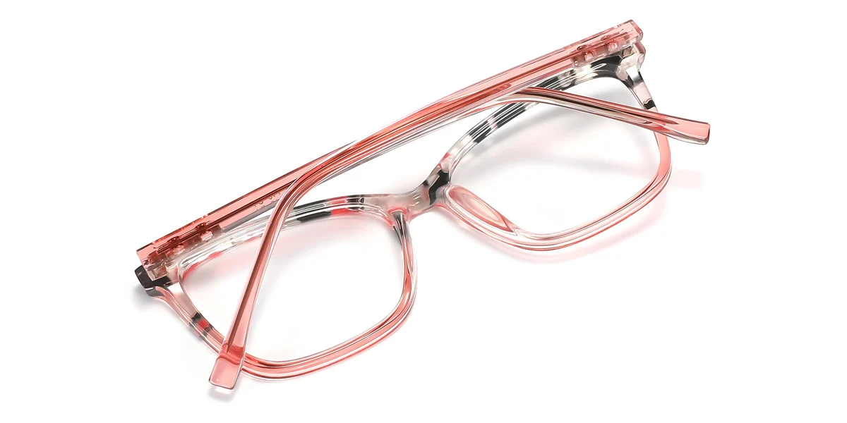 Pink Rectangle Simple Spring Hinges Eyeglasses | WhereLight