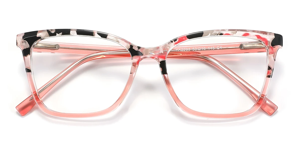 Pink Rectangle Simple Spring Hinges Eyeglasses | WhereLight