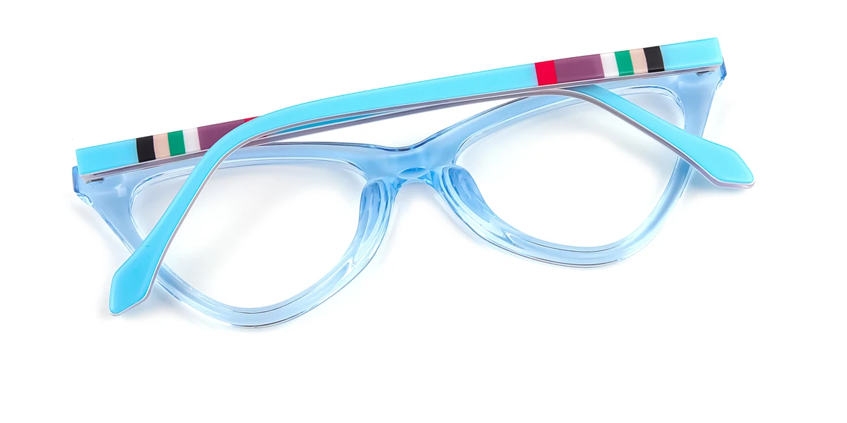 Blue Cateye Unique Spring Hinges Eyeglasses | WhereLight