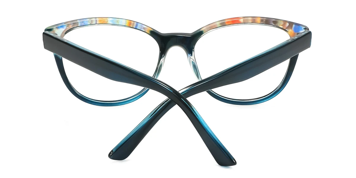 Blue Oval Simple Spring Hinges Eyeglasses | WhereLight