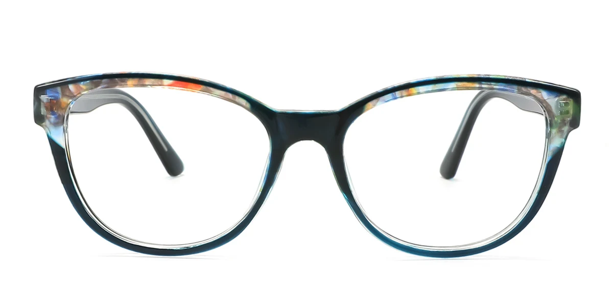 Blue Oval Simple Spring Hinges Eyeglasses | WhereLight