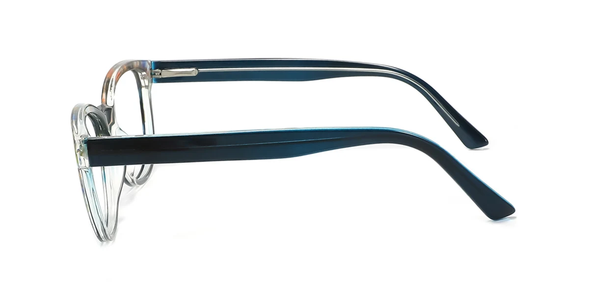 Blue Oval Simple Spring Hinges Eyeglasses | WhereLight