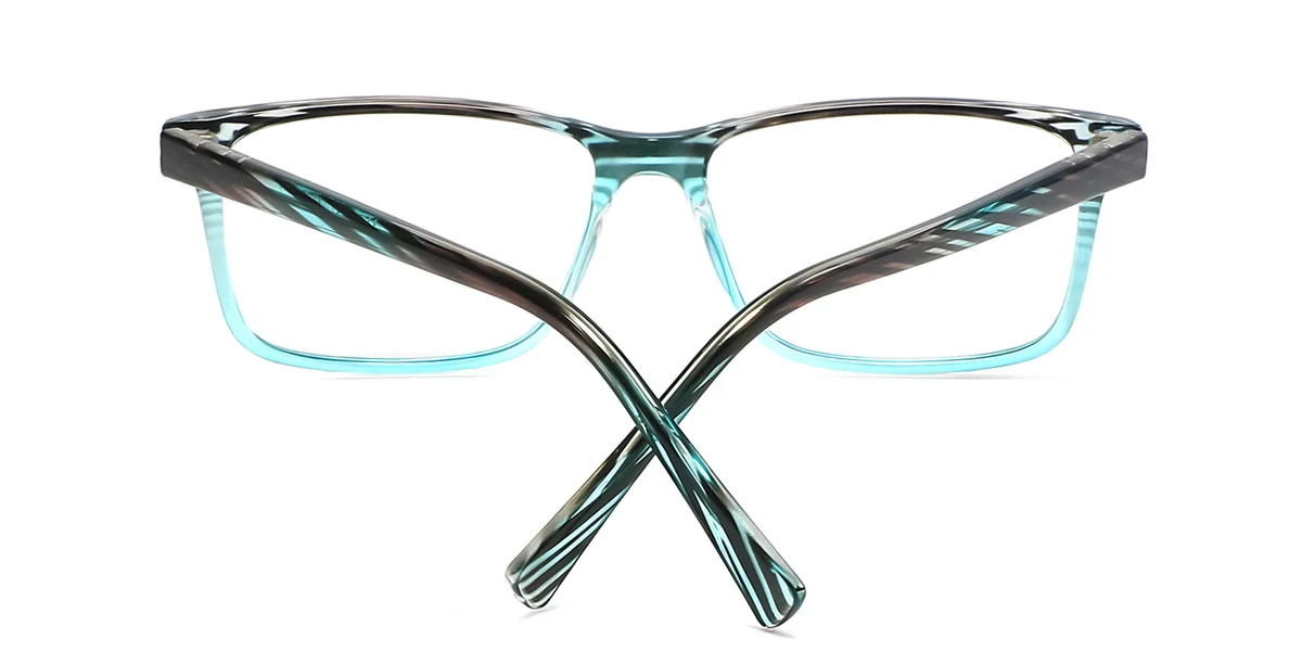 Blue Rectangle Simple Classic Spring Hinges Custom Engraving Eyeglasses | WhereLight