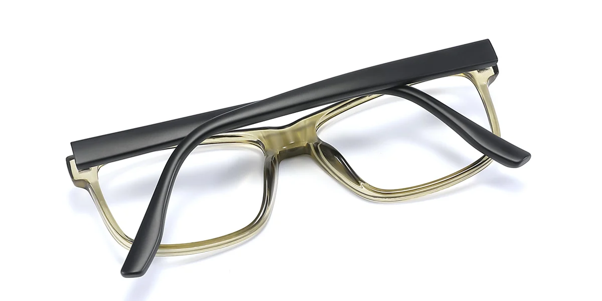 Green Rectangle Classic Spring Hinges Eyeglasses | WhereLight