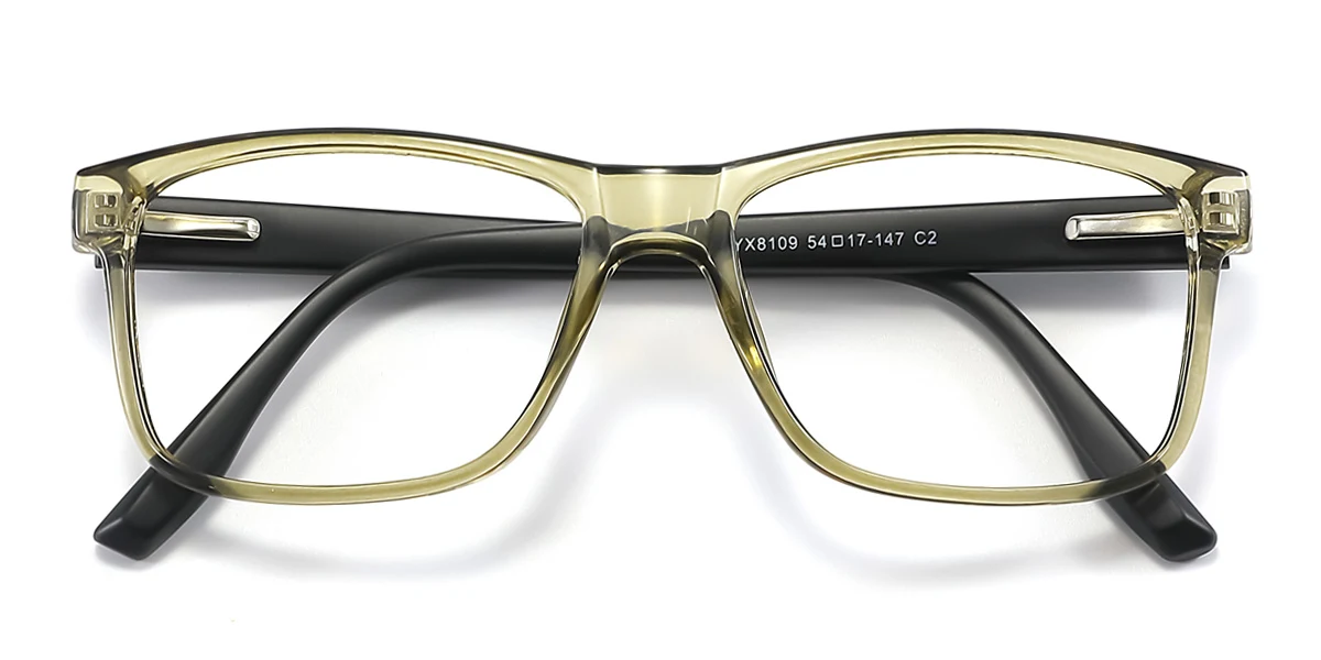 Green Rectangle Classic Spring Hinges Eyeglasses | WhereLight