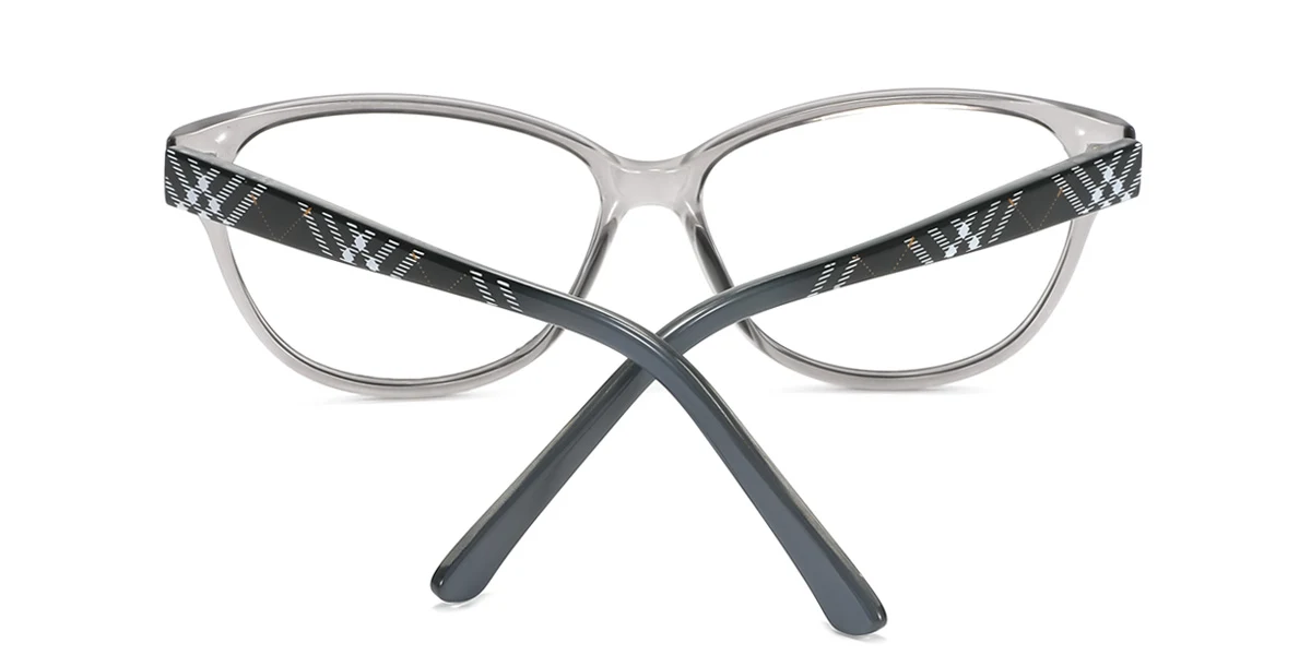 Grey Oval Simple Spring Hinges Eyeglasses | WhereLight