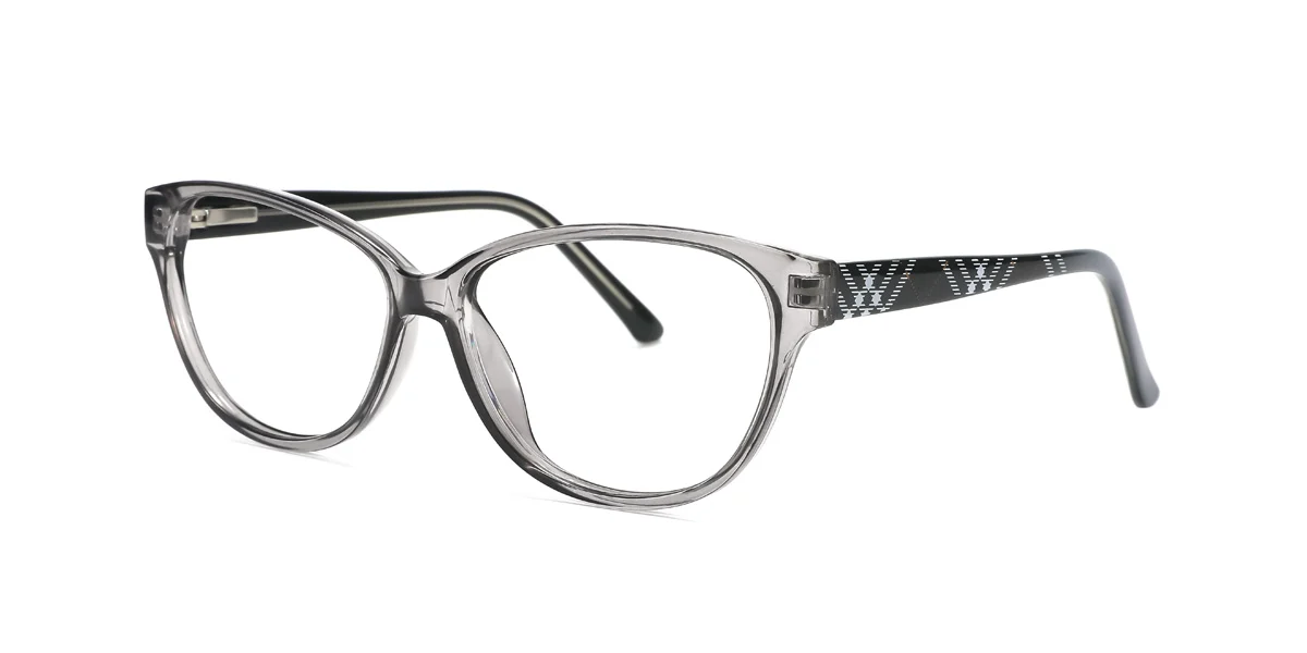 Grey Oval Simple Spring Hinges Eyeglasses | WhereLight