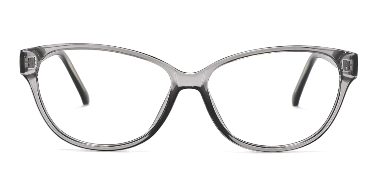 Grey Oval Simple Spring Hinges Eyeglasses | WhereLight