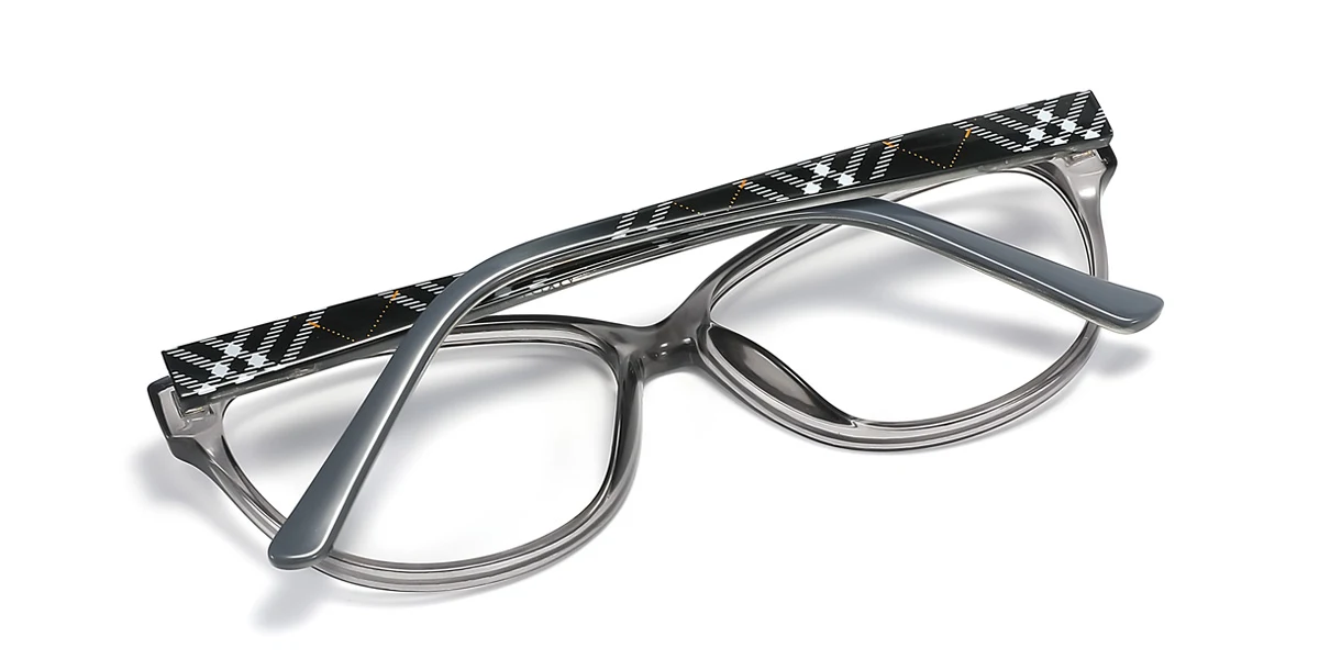 Grey Oval Simple Spring Hinges Eyeglasses | WhereLight