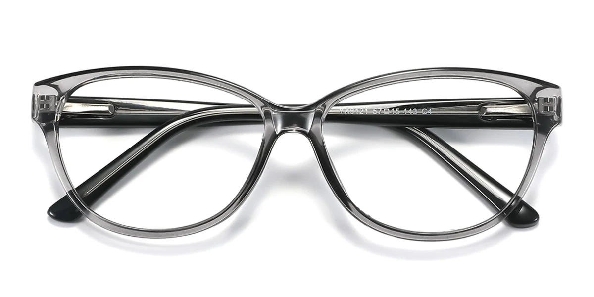 Grey Oval Simple Spring Hinges Eyeglasses | WhereLight