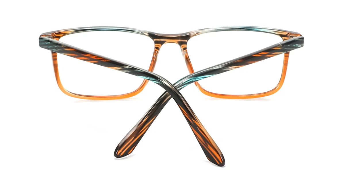 Orange Rectangle Simple Spring Hinges Eyeglasses | WhereLight