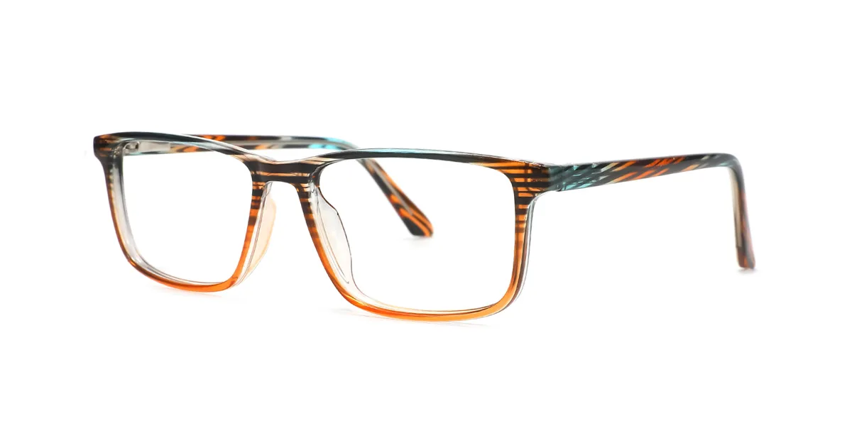 Orange Rectangle Simple Spring Hinges Eyeglasses | WhereLight