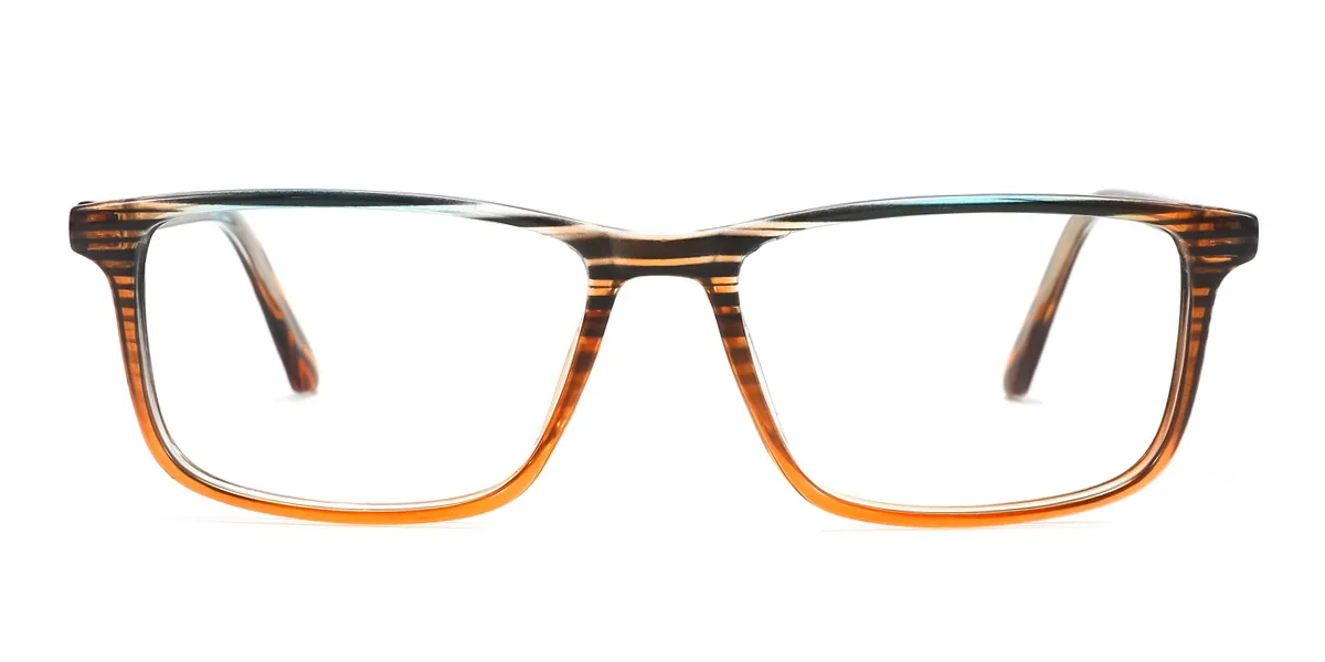 Orange Rectangle Simple Spring Hinges Eyeglasses | WhereLight