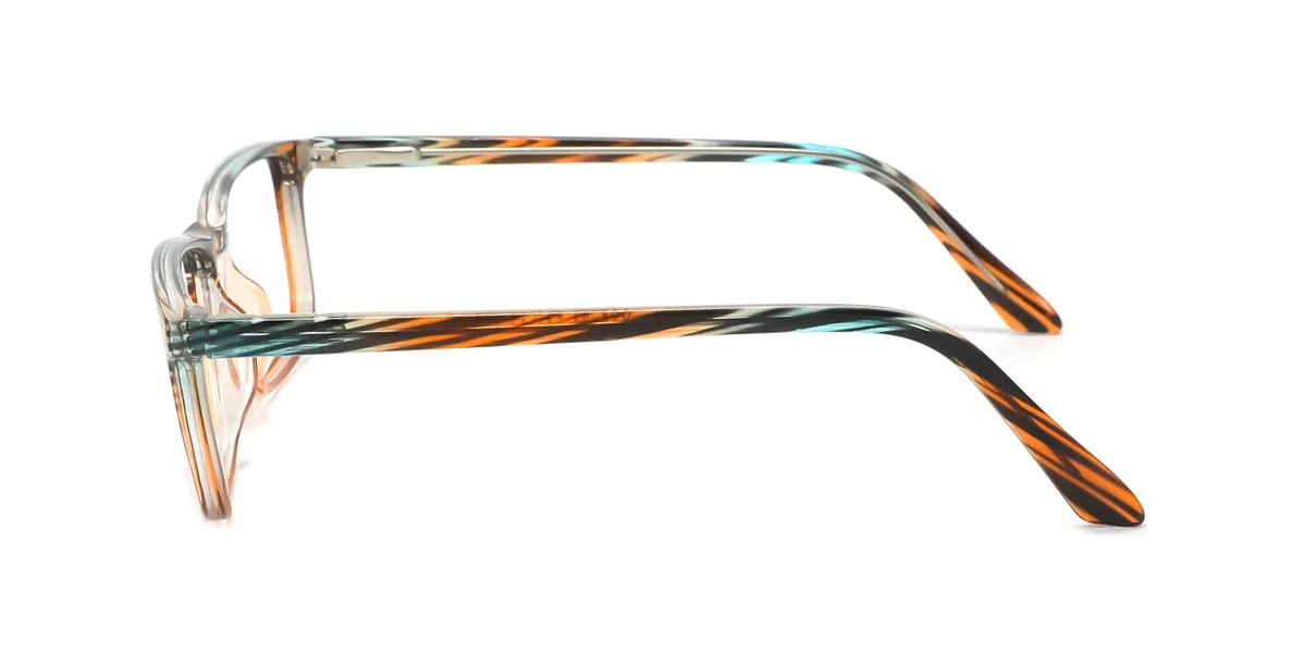 Orange Rectangle Simple Spring Hinges Eyeglasses | WhereLight