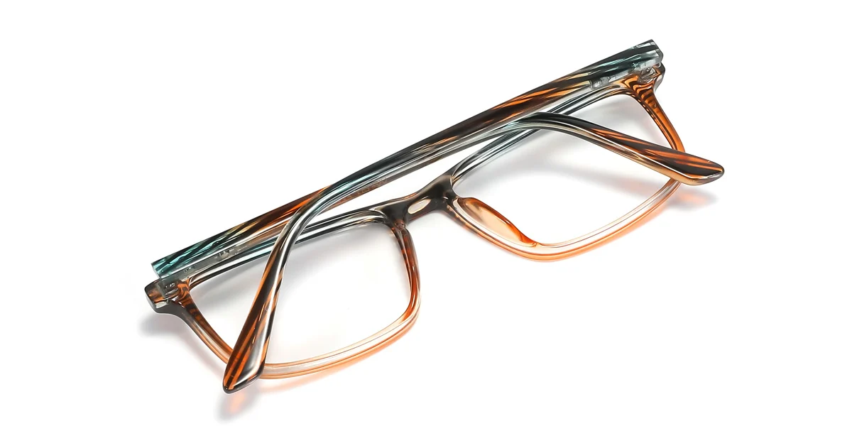 Orange Rectangle Simple Spring Hinges Eyeglasses | WhereLight