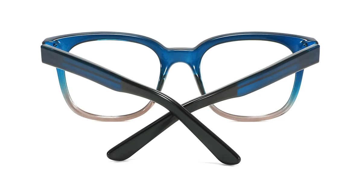 Blue Rectangle Simple Spring Hinges Eyeglasses | WhereLight