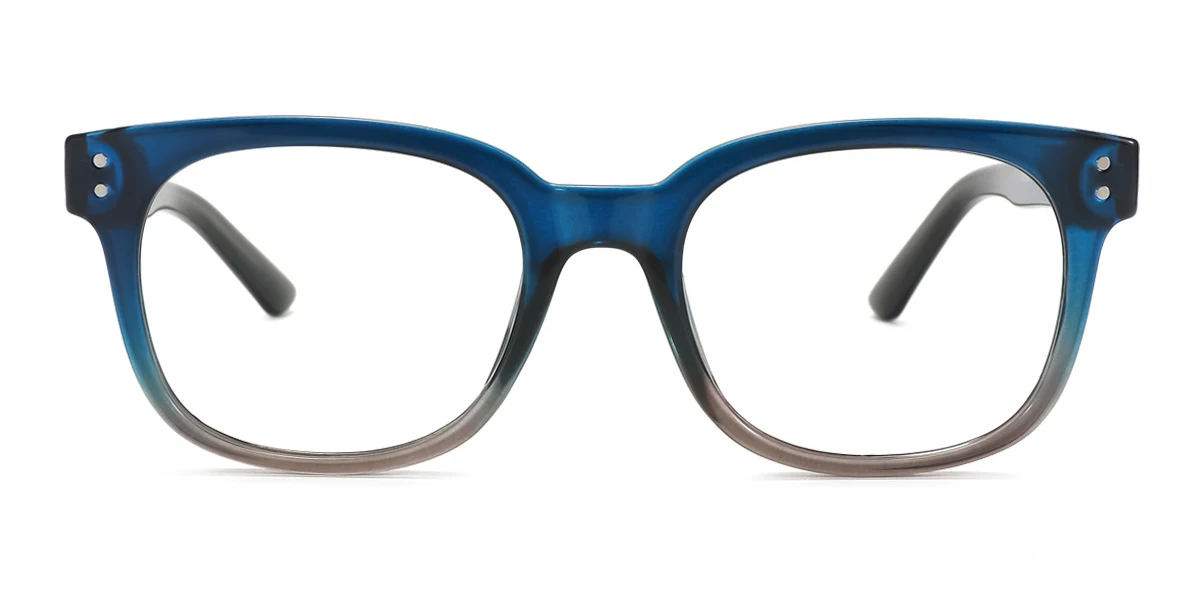 Blue Rectangle Simple Spring Hinges Eyeglasses | WhereLight