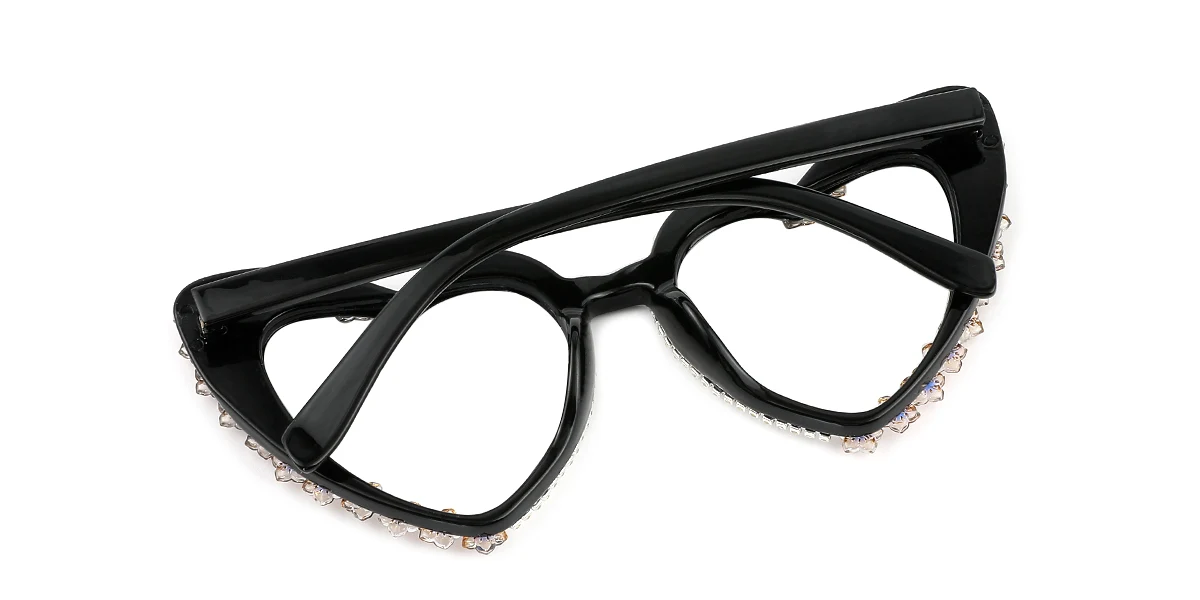 Black Heart Unique Rhinestone Custom Engraving Eyeglasses | WhereLight
