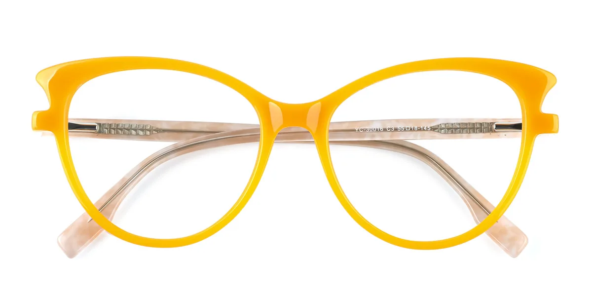 Yellow Cateye Gorgeous Spring Hinges Eyeglasses | WhereLight