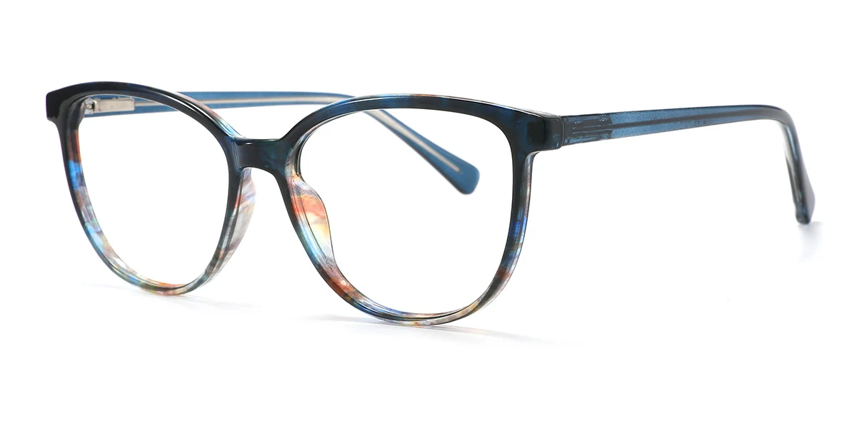 Blue Oval Unique Spring Hinges Eyeglasses | WhereLight