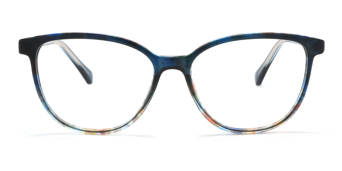 Blue Oval Unique Spring Hinges Eyeglasses | WhereLight