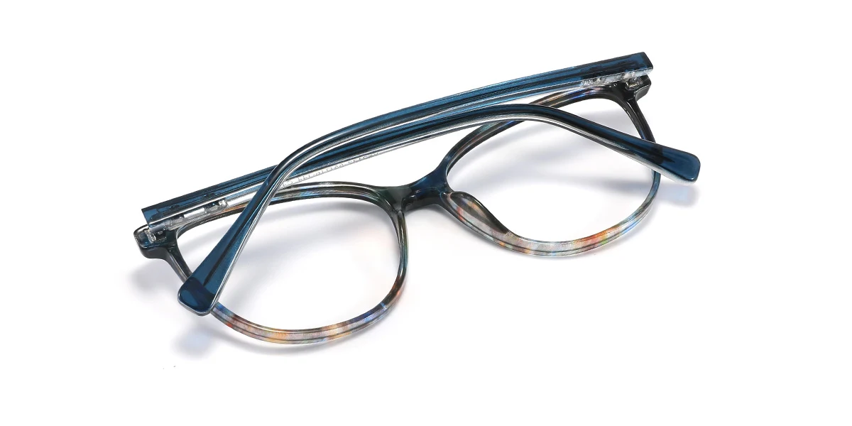 Blue Oval Unique Spring Hinges Eyeglasses | WhereLight