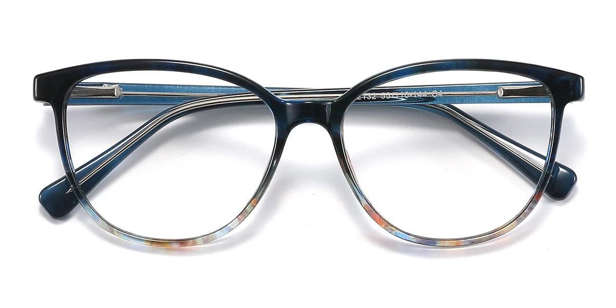 Blue Oval Unique Spring Hinges Eyeglasses | WhereLight