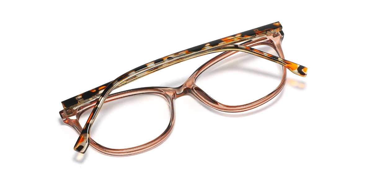 Orange Oval Simple Spring Hinges Eyeglasses | WhereLight