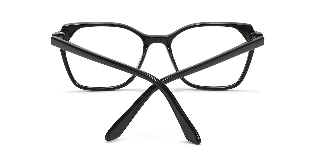 Black Rectangle Simple Spring Hinges Eyeglasses | WhereLight