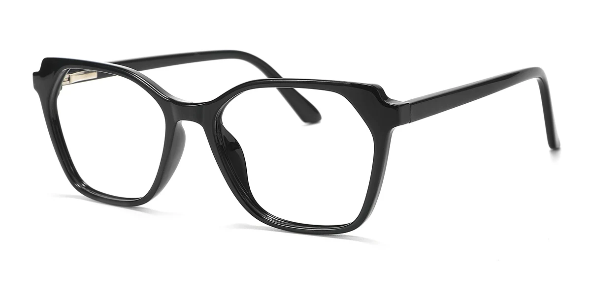 Black Rectangle Simple Spring Hinges Eyeglasses | WhereLight