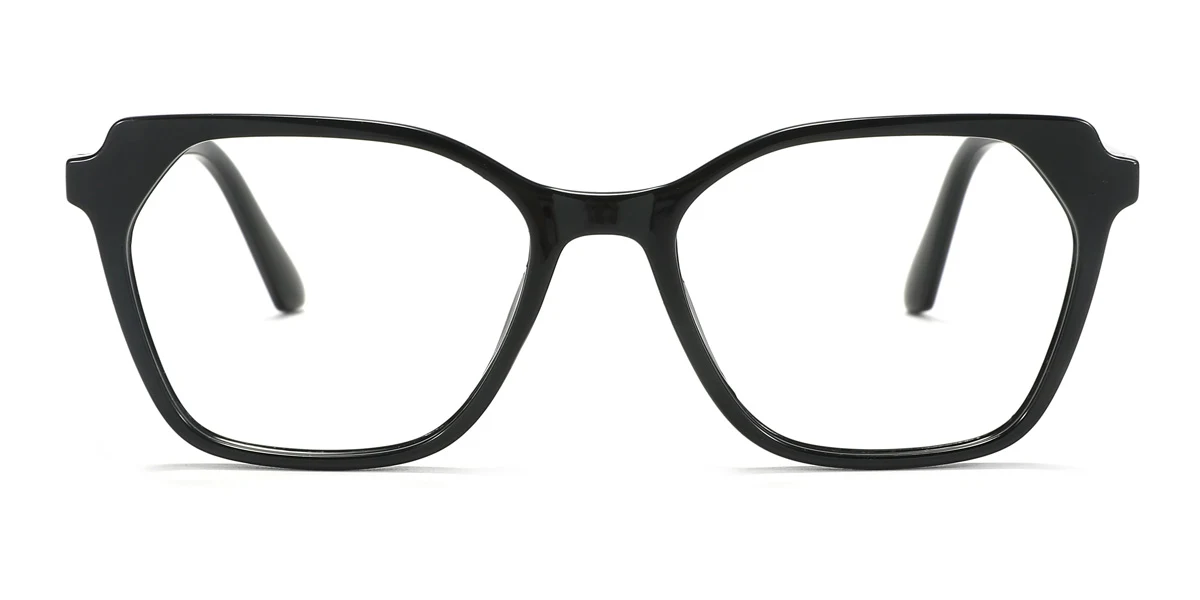 Black Rectangle Simple Spring Hinges Eyeglasses | WhereLight