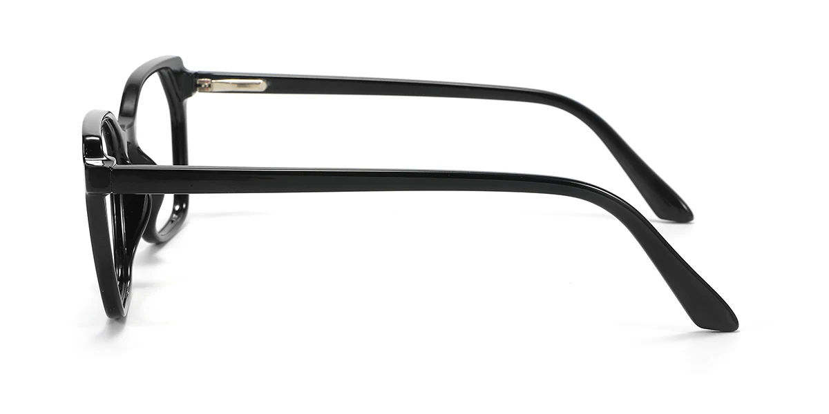 Black Rectangle Simple Spring Hinges Eyeglasses | WhereLight