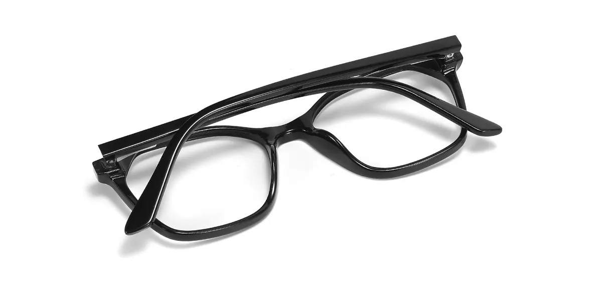 Black Rectangle Simple Spring Hinges Eyeglasses | WhereLight