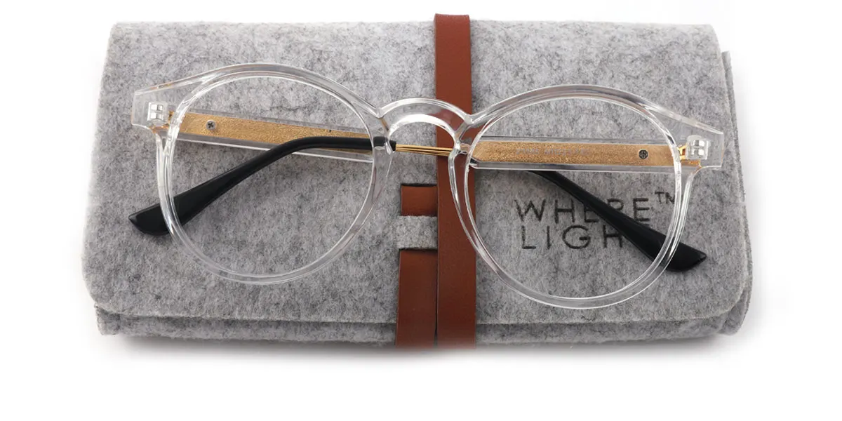 Clear Round Retro Custom Engraving Eyeglasses | WhereLight