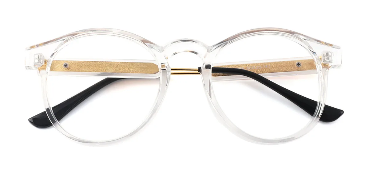 Clear Round Retro Custom Engraving Eyeglasses | WhereLight