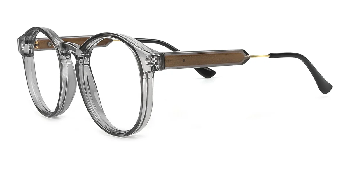 Grey Round Retro Custom Engraving Eyeglasses | WhereLight
