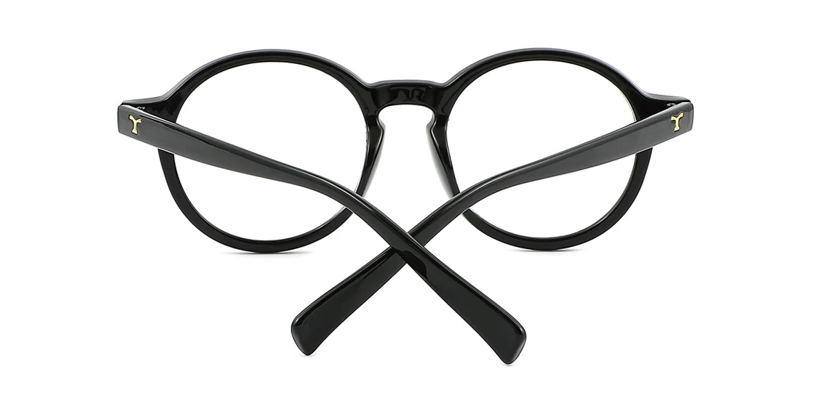 Black Round Simple Custom Engraving Eyeglasses | WhereLight